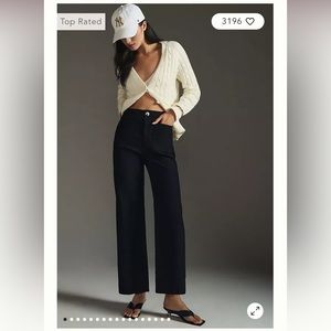 Maeve by Anthropologie The Colette Cropped Wide-Leg Pants. Black. Size 29.